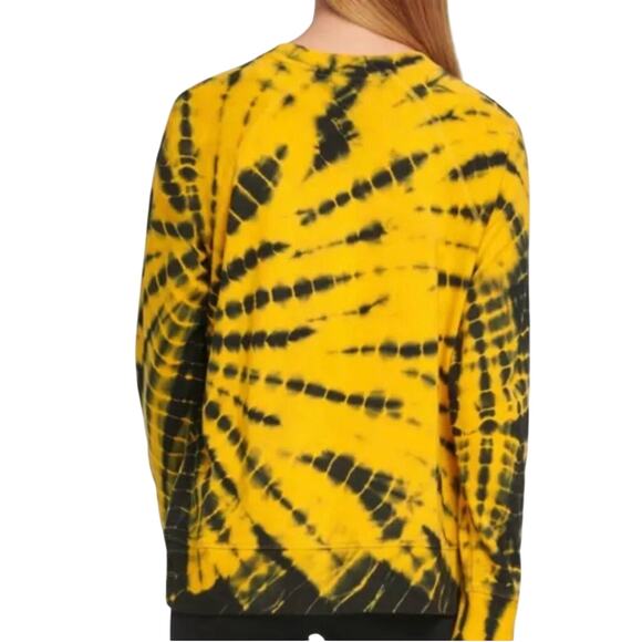 DKNY Sport Yellow Black Tie-Dye Logo Sweatshirt Small NWT - Picture 4 of 9